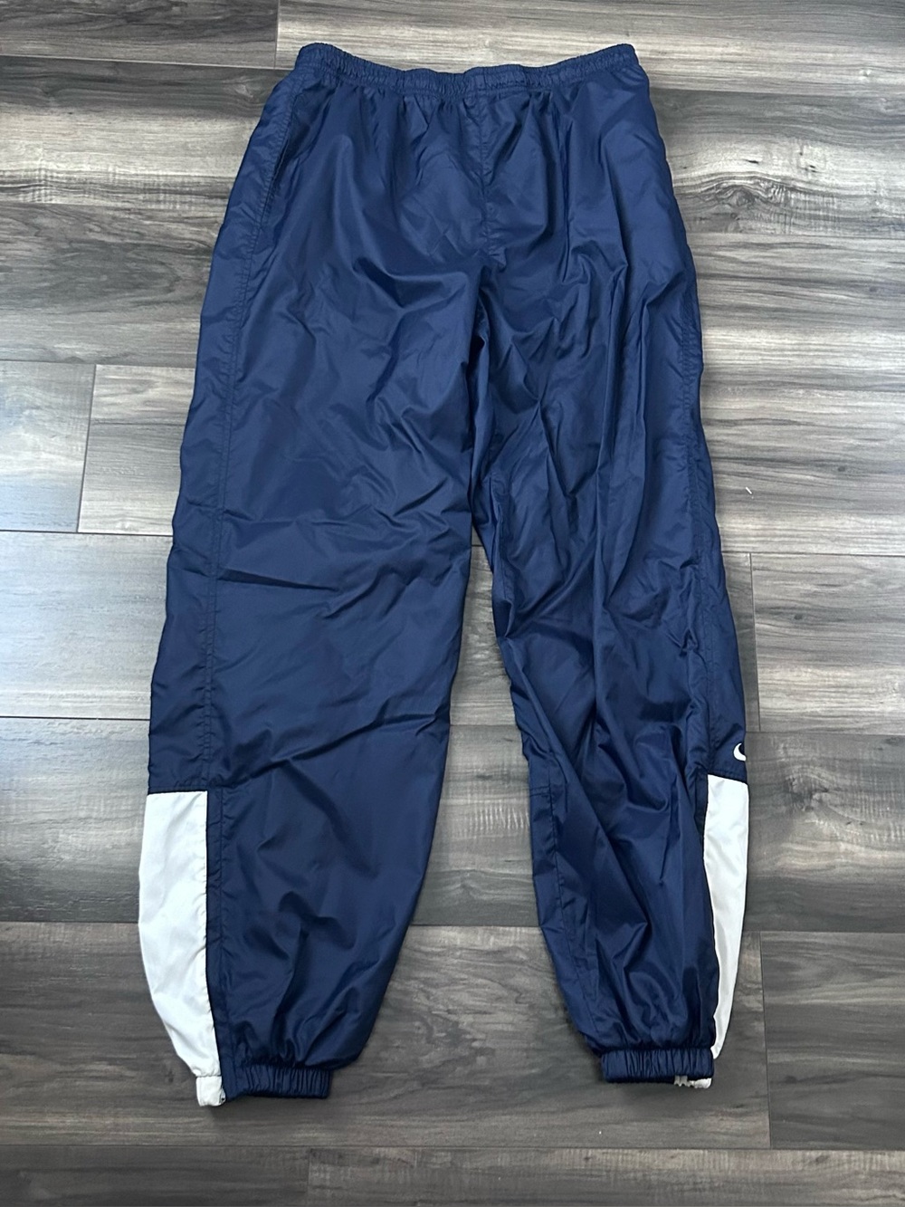 Nike Track Pants Windbreaker Nylon Mesh Lined Blue Zip Ankle Mens Size XLT
